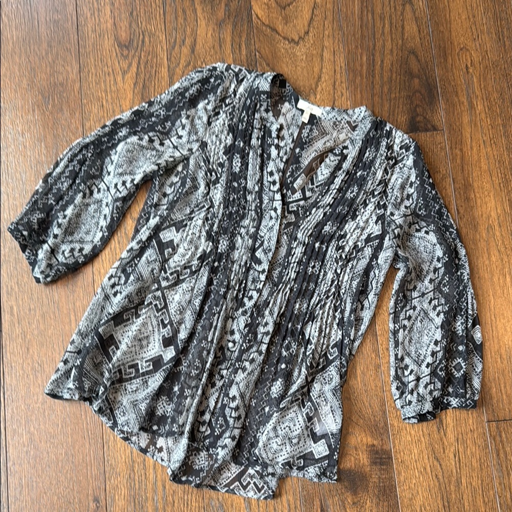 Joie Black and Gray Silk Top
